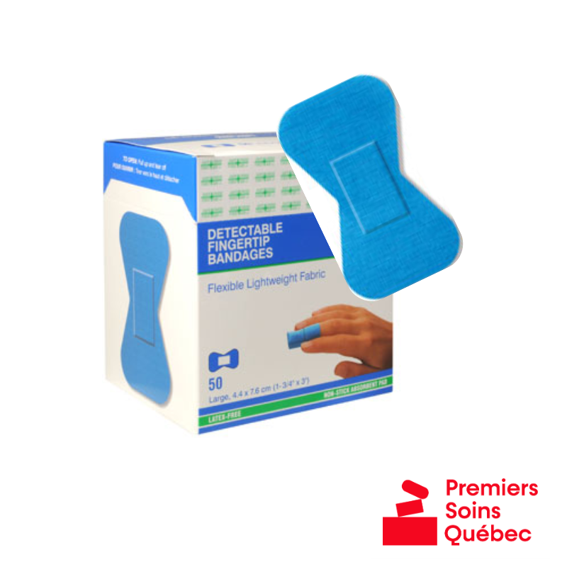Pansements adhésifs détectables en tissu pour bouts de doigts