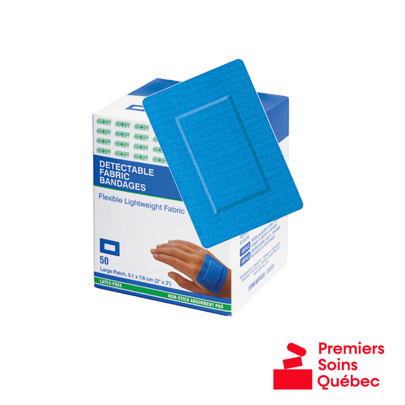 Pansements adhésifs détectables larges en tissu