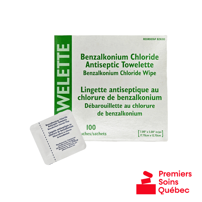Serviettes tampons de chlorure de benzalkonium